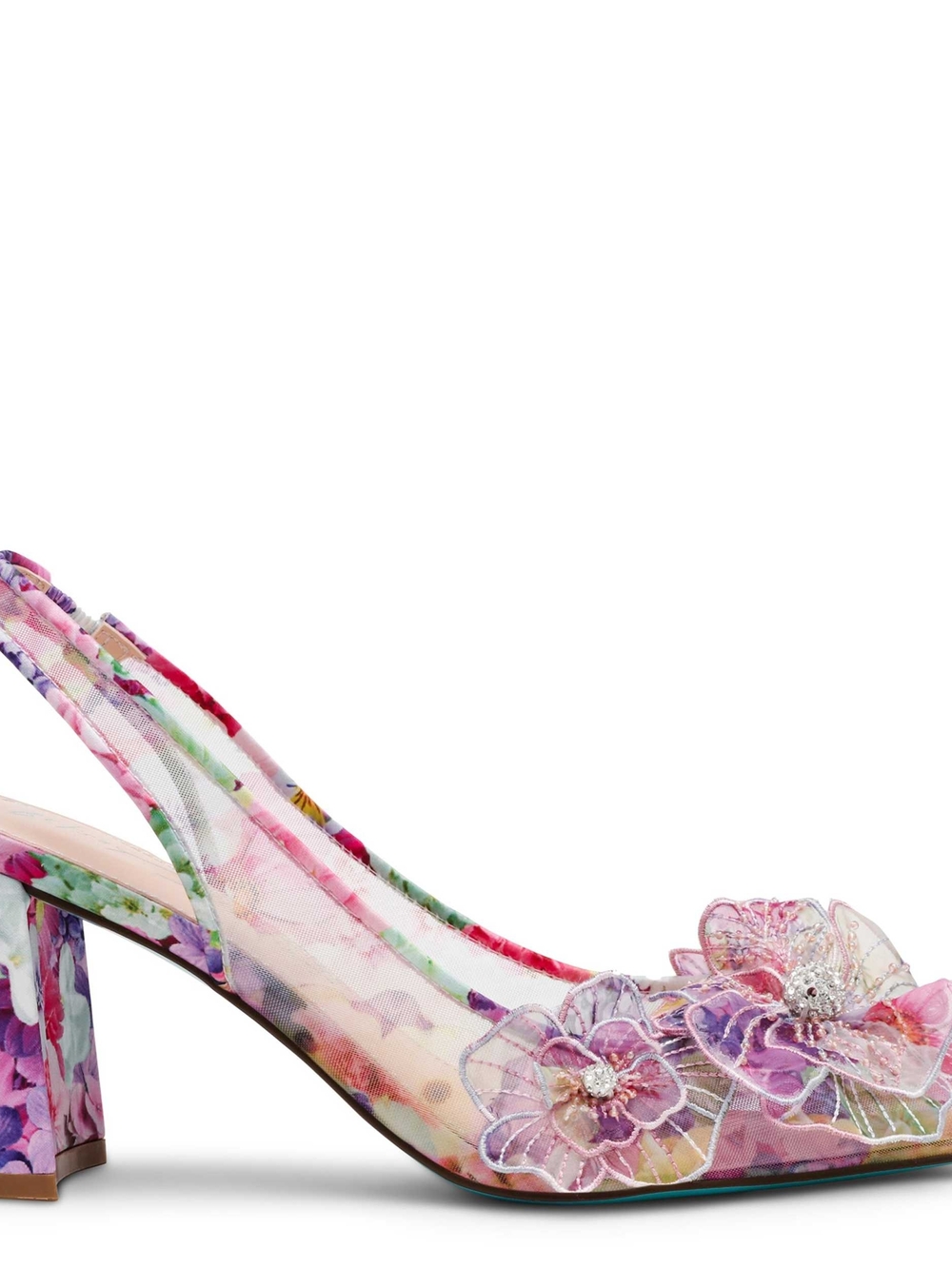 Betsey Johnson Floral Embellished Pink Slingback Pump - Picture 3 of 9